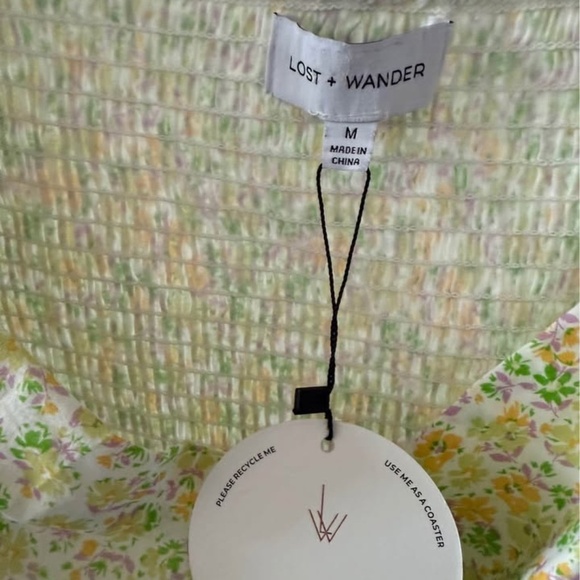 Lost+Wander Cotton square neck Crop Top Floral Print -Size M - Picture 2 of 8